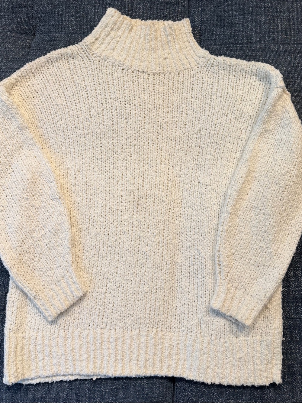 Anthropologie Cream Bouclé Turtleneck Sweater